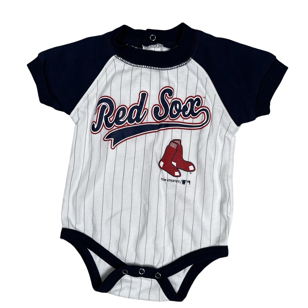 MLB Genuine Merch Boston Red Sox White Short Sleeve One Piece Bodysuit 3/6 Mo